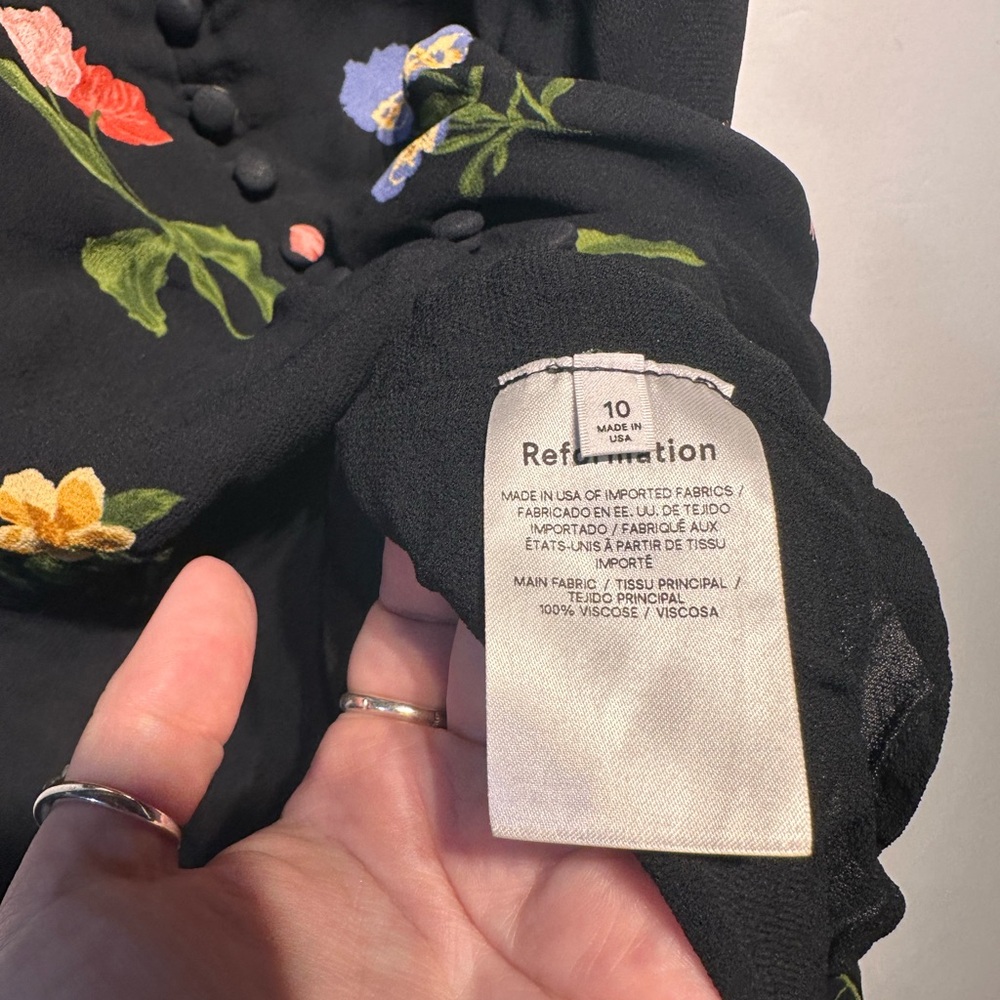 Reformation Black Floral Puff-Sleeve Maxi Dress - Picture 5 of 7